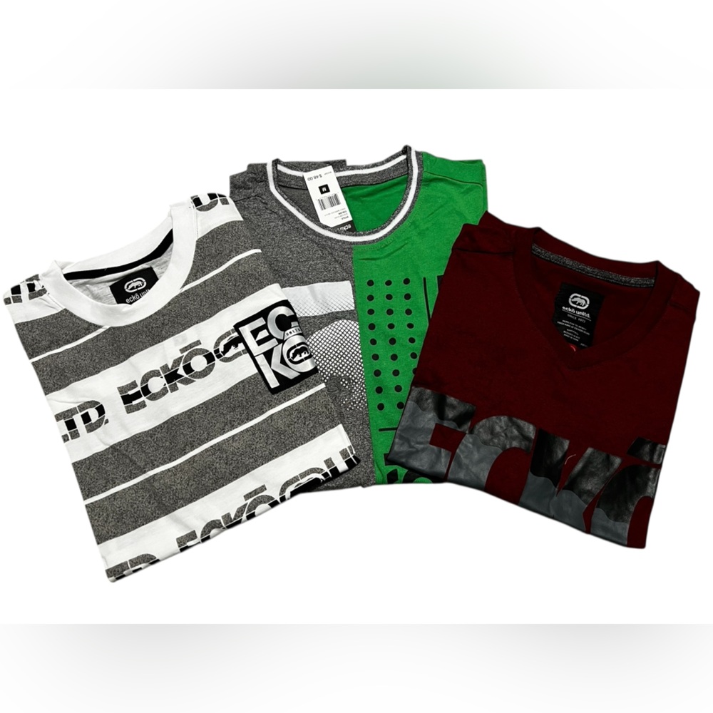Ecko Unlimited men's 3 t-shirt bundle short sleeve White green red size‎ medium